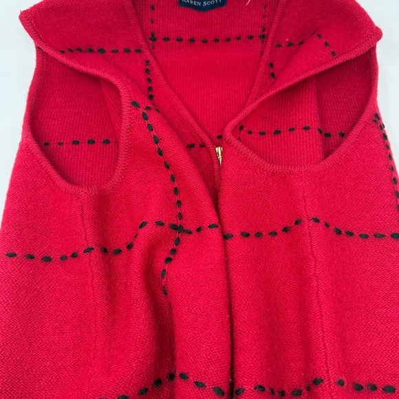 Karen Scott Wool Red and Black Plaid Zip Up Sleeveless Sweater Vest Size XL - Picture 11 of 14